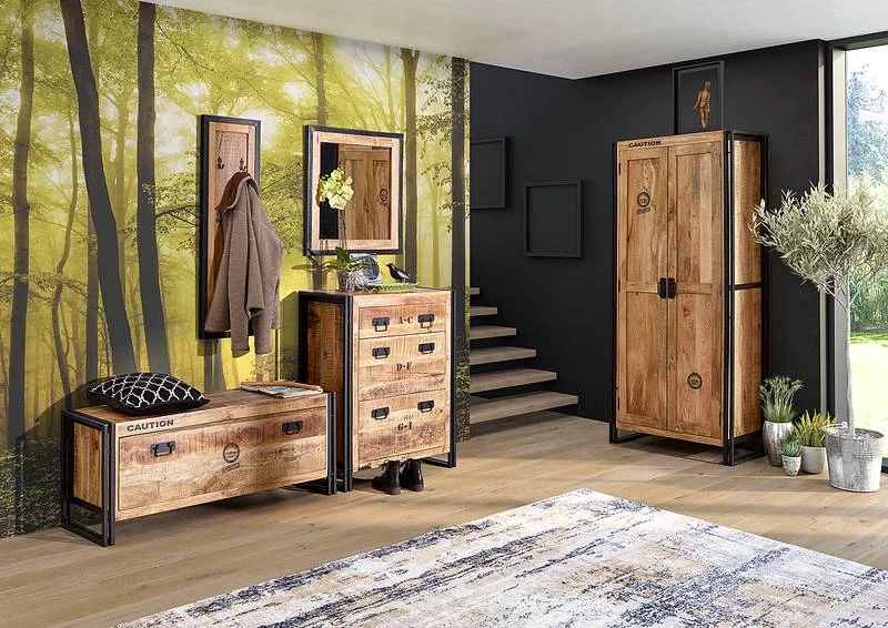 Meuble à Chaussures En Bois Massif Iron 2 Meuble à Chaussures En Bois Massif Iron – Image 2