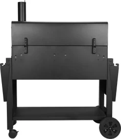 NATERIAL - Barbecue à Charbon KING SIZE - 15 Personnes - H.129 X L.175 X P.65 Cm - Acier émaillé - Zwart - Chariot Grill - Barbecue Angulaire -Meubles Soldes Boutique 1045x1200