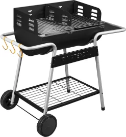 NATERIAL - Barbecue à Charbon ICARUS - Chariot 10 Personnes - H.92 X L.110 X P.61 Cm - Acier Peint - Zwart - BBQ Angulaire Sans Couvercle -Meubles Soldes Boutique 1097x1200