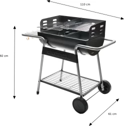 NATERIAL - Barbecue à Charbon ICARUS - Chariot 10 Personnes - H.92 X L.110 X P.61 Cm - Acier Peint - Zwart - BBQ Angulaire Sans Couvercle -Meubles Soldes Boutique 1180x1200