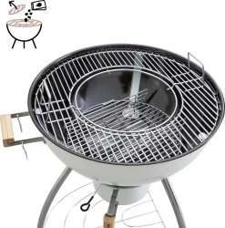 NATERIAL - Barbecue à Charbon PHOENIX BETA II - 8 Personnes - Ø 57 Cm - H. 108 Cm - Acier émaillé - Crème - Kogelbarbecue -Meubles Soldes Boutique 1187x1200