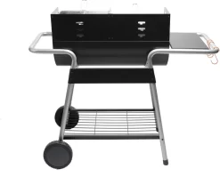 NATERIAL - Barbecue à Charbon ICARUS - Chariot 10 Personnes - H.92 X L.110 X P.61 Cm - Acier Peint - Zwart - BBQ Angulaire Sans Couvercle -Meubles Soldes Boutique 1200x1011