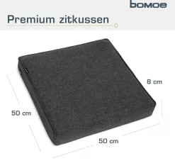Bomoe Ilano - Coussin D'assise Lounge Plein Air 50x50cm - Coussin De Jardin épaisseur 8cm, Lavable & Protection UV - Anthracite -Meubles Soldes Boutique 1200x1153 1