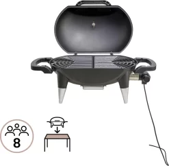 NATERIAL - Grill électrique HYPERION - 2200W - 8 Personnes - H. 49 Cm X L. 76,5 Cm X L. 43 Cm - Acier - Zwart - BBQ Grill électrique - Balcon Grill électrique -Meubles Soldes Boutique 1200x1178