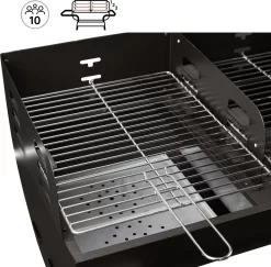 NATERIAL - Barbecue à Charbon ICARUS - Chariot 10 Personnes - H.92 X L.110 X P.61 Cm - Acier Peint - Zwart - BBQ Angulaire Sans Couvercle -Meubles Soldes Boutique 1200x1182 1