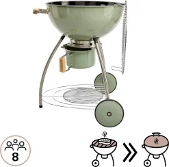 NATERIAL - Barbecue à Charbon PHOENIX BETA II - 8 Personnes - Ø 57 Cm - H. 108 Cm - Acier émaillé - Vert - Kogelbarbecue -Meubles Soldes Boutique 1200x1185