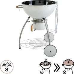 NATERIAL - Barbecue à Charbon PHOENIX BETA II - 8 Personnes - Ø 57 Cm - H. 108 Cm - Acier émaillé - Crème - Kogelbarbecue -Meubles Soldes Boutique 1200x1197