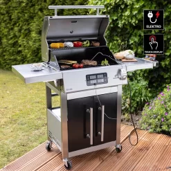 BBQ électrique Landmann E-grill Chariot Argent | Zwart - Avec Thermomètre Intégré - Avec écran Tactile - Avec étagères Latérales - Couvercle Refermable -Meubles Soldes Boutique 1200x1200 15