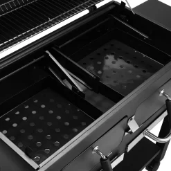 NATERIAL - Barbecue à Charbon KING SIZE - 15 Personnes - H.129 X L.175 X P.65 Cm - Acier émaillé - Zwart - Chariot Grill - Barbecue Angulaire -Meubles Soldes Boutique 1200x1200