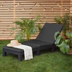 Gardenista Coussin De Rechange Pour Chaise Longue De Jardin Allibert Keter Daytona En Rotin Inclinable Coussin De Mobilier D'extérieur Résistant à L'eau Et Léger En Fibre Rembourrée Hypoallergénique, Zwart -Meubles Soldes Boutique 1200x1200 53