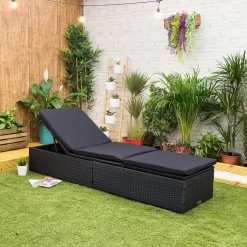 Gardenista Coussin De Rechange Pour Chaise Longue De Jardin Allibert Keter Daytona En Rotin Inclinable Coussin De Mobilier D'extérieur Résistant à L'eau Et Léger En Fibre Rembourrée Hypoallergénique, Zwart -Meubles Soldes Boutique 1200x1200 54