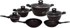 Ensemble De Marmites Satoshi De 10 Pièces Avec Revêtement Antiadhésif Et Poignées Ergonomiques Soft Au Toucher