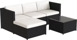 Ensemble De Salon Pour Jardin - Mobilier De Jardin - Coin Salon - Canapés - Table - Table D'appoint - Avec Coussins - Zwart -Meubles Soldes Boutique 1200x631 1