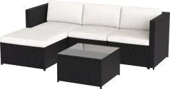 Ensemble De Salon Pour Jardin - Mobilier De Jardin - Coin Salon - Canapés - Table - Table D'appoint - Avec Coussins - Zwart -Meubles Soldes Boutique 1200x631