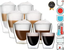 DUOS Gläser 2x (80, 200, 310, 400ml) - Feelino Verres à Double Paroi/verres Thermo/verres à Thé/verres à Café Avec Effet Flottant Garder Les Boissons Chaudes Plus Longtemps Et Froides Plus Longtemps -Meubles Soldes Boutique 1200x935