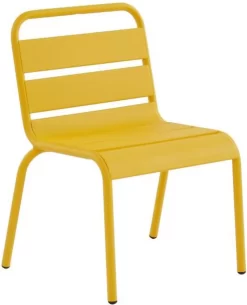 MYLIA Ensemble De Table à Manger En Métal Pour Enfant POPAYAN - Une Table Et 4 Chaises Empilables - Jaune L 80 Cm X H 55,5 Cm X P 39 Cm -Meubles Soldes Boutique 971x1200