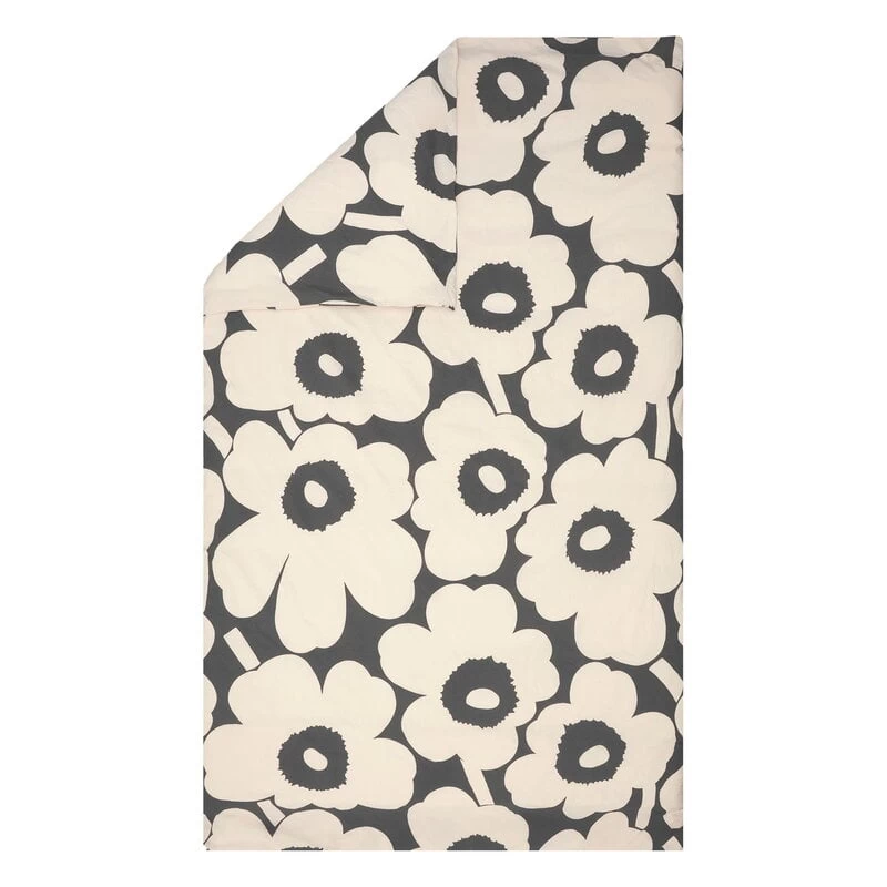 Marimekko Housse De Couette Unikko, 240 X 220 cm, Anthracite - Blanc Cassé 1 Marimekko Housse De Couette Unikko, 240 X 220 cm, Anthracite - Blanc Cassé
