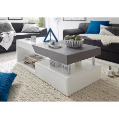 Table Basse Smithers -Meubles Soldes Boutique couchtisch smithers beton dekor weiss 5240688