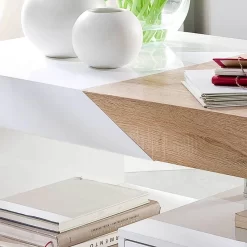 Table Basse Smithers -Meubles Soldes Boutique couchtisch smithers eiche saegerau dekor hochglanz weiss 5240676