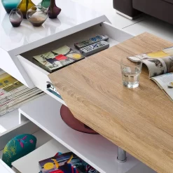 Table Basse Smithers -Meubles Soldes Boutique couchtisch smithers eiche saegerau dekor hochglanz weiss 5240680