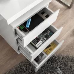 Bureau Paddington II -Meubles Soldes Boutique schreibtisch paddington hochglanz weiss lackiert mit 1 container 3375773